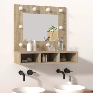 Lumarko Szafka z lustrem i oświetleniem LED, dąb sonoma, 60x31,5x62 cm - Toaletki - miniaturka - grafika 13