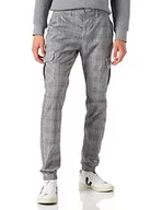 Spodnie męskie - Urban Classics AOP Glencheck Cargo Jog spodnie męskie z delikatnym wzorem w kratkę w 3 kolorach, rozmiary S - 5XL, biały/czarny, XXL - miniaturka - grafika 1