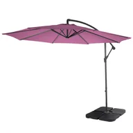 Parasole ogrodowe - Parasol ogrodowy Acerra, parasol przeciwsłoneczny, Ø 3 m, odchylany, poliester/stal 11 kg ~ lawendowo-czerwony z podstawą - miniaturka - grafika 1
