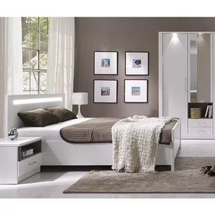Stolwit Łóżko NEW YORK płytowe Rozmiar 140x200 Pojemnik Z pojemnikiem Wezgłowie łóżka Z oświetleniem LED - Łóżka - miniaturka - grafika 1