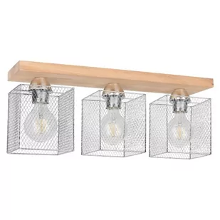 Spotlight Loftowa LAMPA sufitowa NORMAN WOOD 8175374 industrialna OPRAWA druciane klatki metalowe plafon dąb olejowany chrom 8175374 - Lampy sufitowe - miniaturka - grafika 1