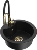 Zlewozmywaki z baterią - Mexen Diego zlewozmywak granitowy 1-komorowy z baterią kuchenną Aster, czarny - 6512-77-73450-57-G - miniaturka - grafika 1