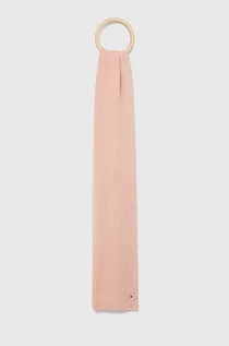 Apaszki i szaliki damskie - Tommy Hilfiger szalik z domieszką kaszmiru kolor różowy gładki - grafika 1