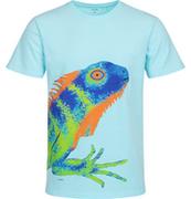 Koszulki męskie - Męski t-shirt z krótkim rękawem, z kolorową jaszczurką, niebieski - miniaturka - grafika 1
