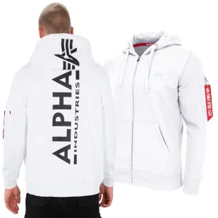 Bluza rozpinana z kapturem Alpha Industries Back Print 128342 09 - Biała XL - Odzież taktyczna i umundurowanie - miniaturka - grafika 1