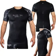 Kimona, stroje i obuwie - Rashguard Z Krótkim Rękawem Męski Ground Game Moro Czarny R. S - miniaturka - grafika 1
