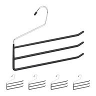 Skarpetki dla dzieci - Relaxdays Wieszaki na spodnie, zestaw 5 sztuk, metalowe, 3 drążki do spodni, otwarte, antypoślizgowe, spodnie i spódnice, czarne - miniaturka - grafika 1