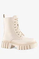 Botki damskie - Beżowe botki workery damskie sznurowane Casu G22WX1-BE-N-40 - miniaturka - grafika 1