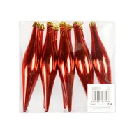 Bombki - Bombki sople czerwone zawieszki na choinkę Sopelki 10szt - miniaturka - grafika 1