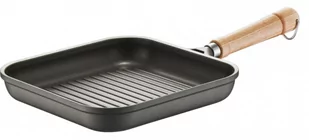 Berndes Bonanza 071031 patelnia grillowa z powłoką zapobiegającą przywieraniu, z drewnianą rączką, odlewane aluminium, 24 x 24 cm, kolor szary 071031 - Patelnie - miniaturka - grafika 1