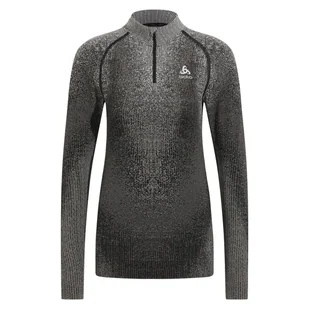 Bluza termoaktywna damska Odlo Blackcomb Eco BL Top Turtle Neck LS Half Zip - Pozostała odzież narciarska - miniaturka - grafika 1