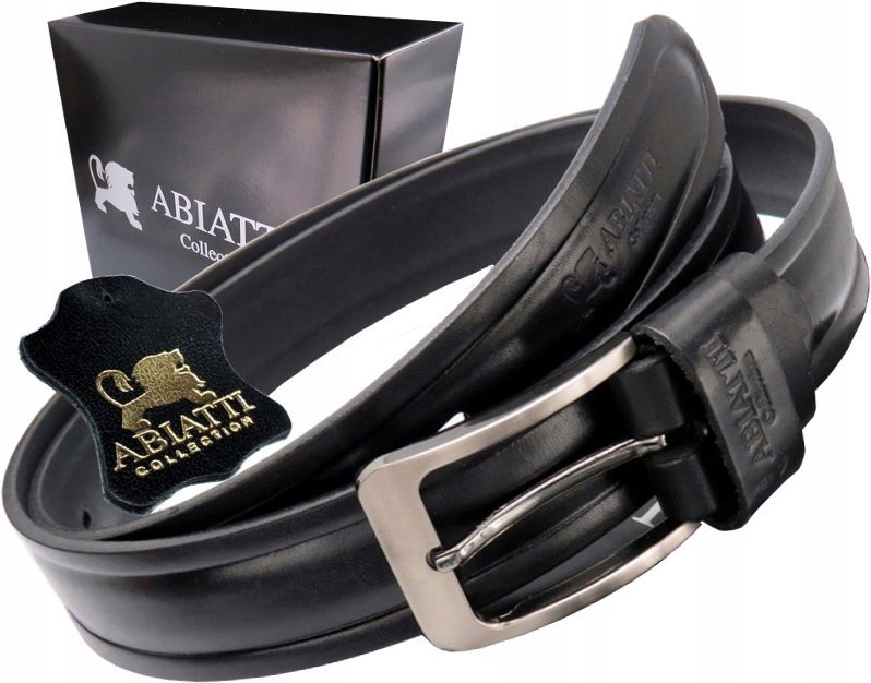 Ekskluzywny Skórzany Pasek Męski Do Spodni Abiatti Gruba Skóra Cięta Mocny