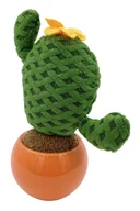 Figurki dekoracyjne - Kaktus figurka tkanina z kwiatkiem doniczka ceramiczna - miniaturka - grafika 1