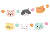 Dekoracje sali - Girlanda Kotki - 150 cm - 1 szt. - miniaturka - grafika 1