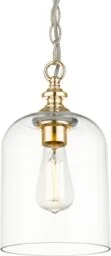 LAMPA WISZĄCA Prague szklana, złote detale, nowoczesny styl - Lampy sufitowe - miniaturka - grafika 1