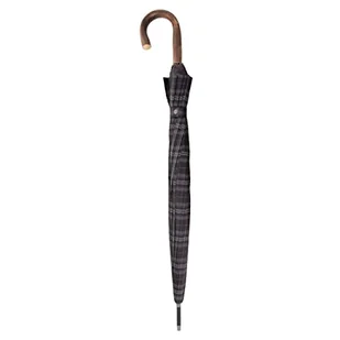 BUGATTI Długi parasol Doorman – ekstrawagancki męski parasol – łatwa obsługa – niezawodna ochrona – szary karo, czarny/szary, One Size - Parasole - miniaturka - grafika 1