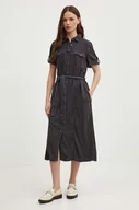 Sukienki - Pepe Jeans sukienka EVELINDA kolor szary midi rozkloszowana PL953482 - miniaturka - grafika 1