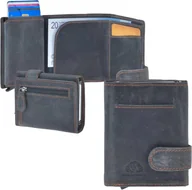 Portfele - Greenburry portfel na karty skórzany niebieski 8x10cm mini portfel męski RFID VINTAGE z kieszenią na monety - miniaturka - grafika 1