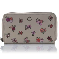 Portfele - Szary skórzany portfel damski Kwiatuszki Yoshi Y1258 - miniaturka - grafika 1