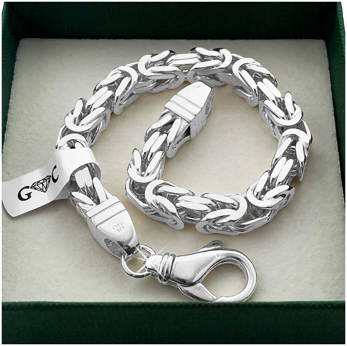 GRUBA MĘSKA BRANSOLETKA SPLOT KRÓLEWSKI, 21cm/7mm PEŁNA, PRÓBA 925 +