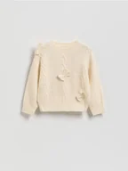 Spodnie i spodenki dla dziewczynek - Reserved - Sweter z kokardkami - złamana biel - miniaturka - grafika 1