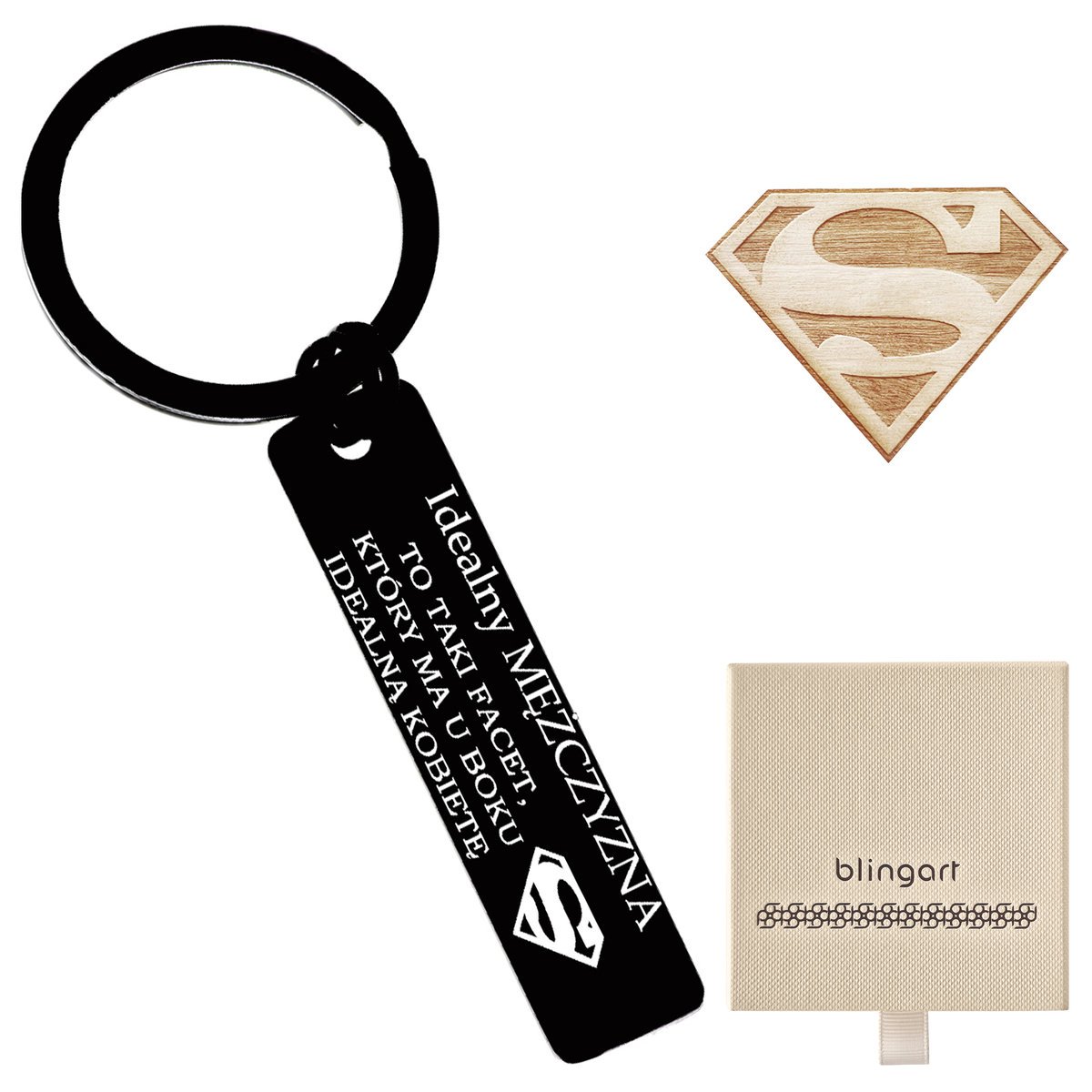 Brelok do kluczy zawieszka Z GRAWEREM czarny