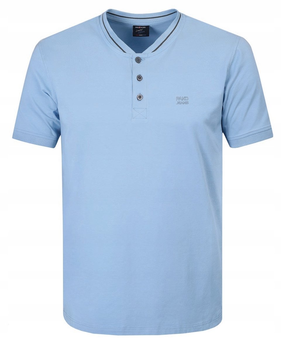 T-SHIRT Męski Koszulka w Serek BŁĘKITNA Bawełniana TOOL L Pako Jeans