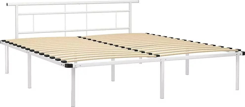 Elior Białe metalowe łóżko małżeńskie 180x200 cm - Mervex