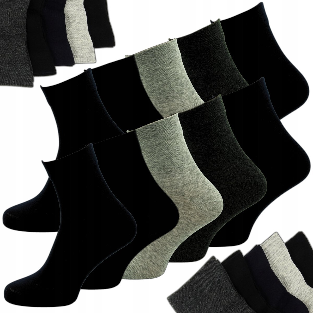 SKARPETY MĘSKIE DŁUGIE MEDYCZNE SKARPETKI BAWEŁNA 97% ZESTAW 10 PAR 39/43