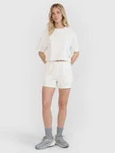 Spodenki damskie - 4F Spodenki dresowe z waflowej dzianiny damskie - białe L - miniaturka - grafika 1