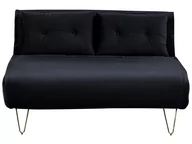 Sofy i kanapy - Sofa welurowa rozkładana 2-osobowa czarna VESTFOLD - miniaturka - grafika 1
