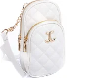 Torebki damskie - Jennifer Jones Mała pikowana torebka damska na ramię wizytowa wieczorowa paszportówka elegancka biała - miniaturka - grafika 1