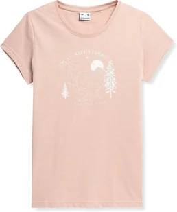 T-shirt damski z bawełny organicznej 4F SS23TTSHF273 - róż L - Bluzki damskie - miniaturka - grafika 1