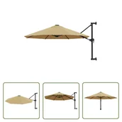 Parasole ogrodowe - The Living Store Parasol ścienny na metalowym słupku - 300 cm - kolor taupe - Parasol - miniaturka - grafika 1
