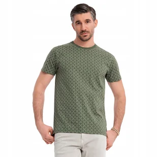 Koszulka męska dzianinowa nadruk full print oliwkowa OM-TSFP-0250 V2 r XXL - Koszulki męskie - miniaturka - grafika 1