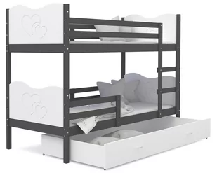 Łóżko piętrowe 200x90 szare białe + materace MAX - Łóżka dla dzieci i młodzieży - miniaturka - grafika 1