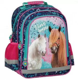 Plecak szkolny dla dziewczynki granatowy PakaNiemowlaka konie wielokomorowy - Plecaki szkolne i tornistry - miniaturka - grafika 1