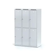Szafki BHP - Alfa 3 Metalowa szafka ubraniowa 6-drzwiowa, drzwi szare, zamek cylindryczny 1261764 - miniaturka - grafika 1