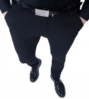 Spodnie męskie - ﻿Spodnie męskie eleganckie czarne gładkie r. 37 - grafika 1