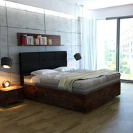 Łóżka - Ekodom Łóżko HYGGE PLUS drewniane Rozmiar 200x200 Kolor wybarwienia Ciemny Orzech - miniaturka - grafika 1