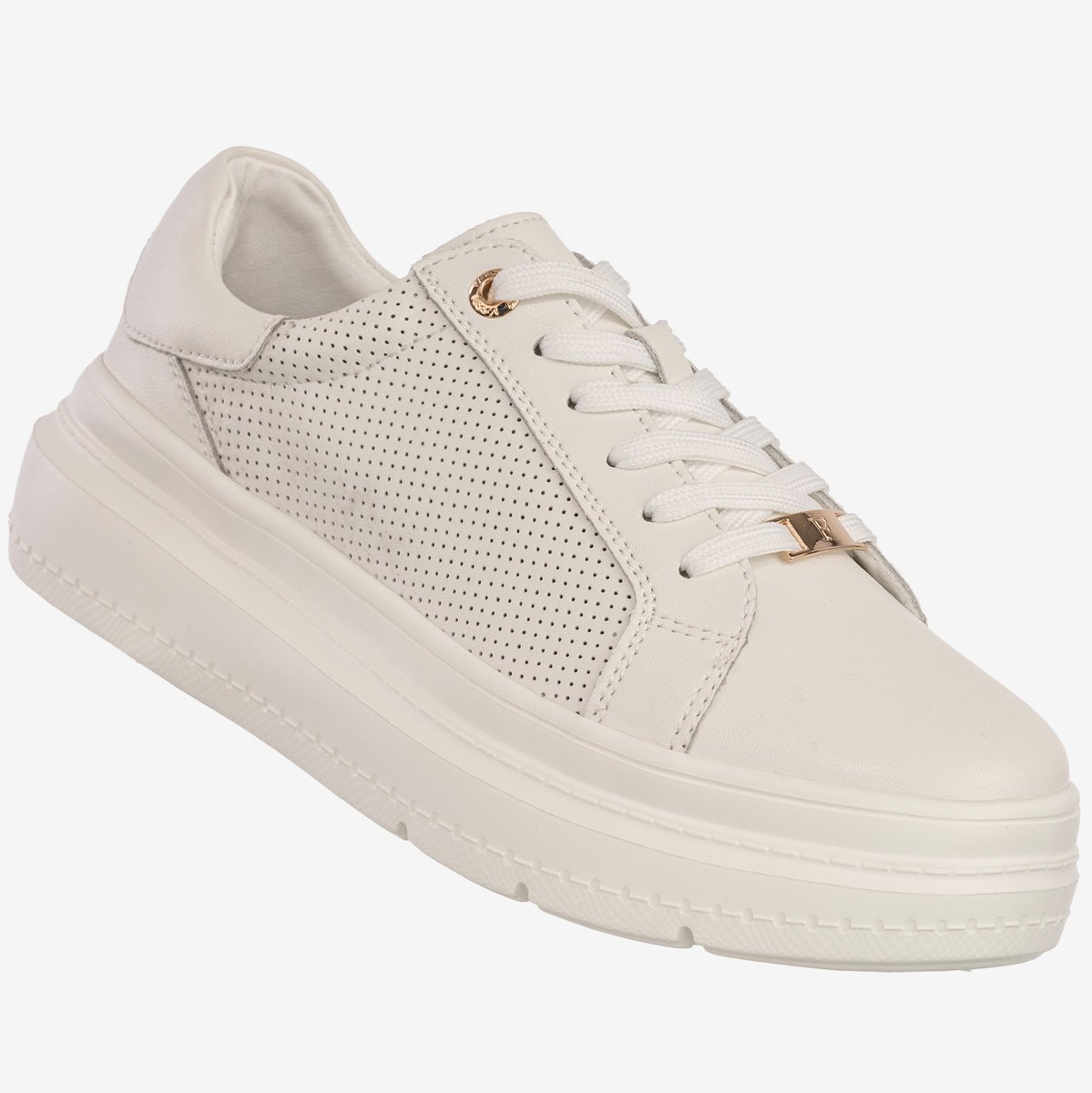 Sneakersy Damskie Skórzane Buty Na Platformie Półbuty Białe Filippo Biały 40