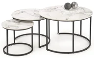 Ławy i stoliki kawowe - Zestaw wsuwanych stolików kawowych biały marmur H8-F75 - miniaturka - grafika 1