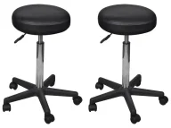 Taborety i hokery - Zestaw czarnych okrągłych taboretów na kółkach B1-M09 - miniaturka - grafika 1