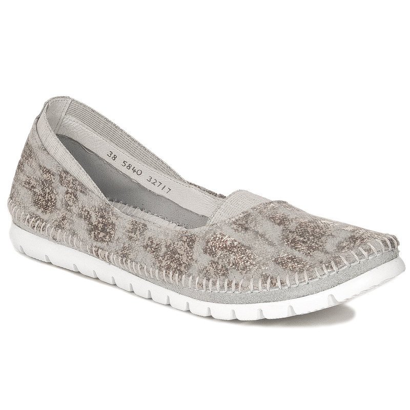 Maciejka Baleriny Damskie Skórzane Biały-37