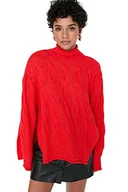 Bluzy damskie - Trendyol Damska bluza z golfem, zwykła, czerwona, L, Czerwony, L - miniaturka - grafika 1