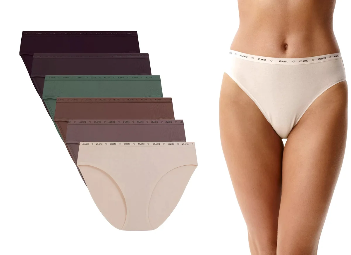 ATLANTIC Figi majtki damskie bawełna HIGH LEG 6CLP-010 6-PACK XXL