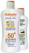 Zestawy kosmetyków damskich - Zestaw Babaria Sun Kids Przeciwsłoneczny balsam Water Resistant SPF50 200 ml + Balsam po opalaniu Aloe Vera 100 ml (8410412705288) - miniaturka - grafika 1