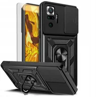 Etui i futerały do telefonów - ETUI PANCERNE DO XIAOMI REDMI NOTE 10 PRO / 10 PRO MAX CZARNE ARMOR SZKŁO - miniaturka - grafika 1