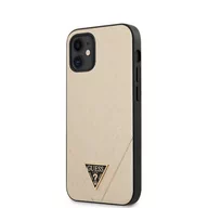 Etui i futerały do telefonów - Guess Saffiano V - Etui na iPhone 12 Mini złote GUHCP12SVSATMLLG - miniaturka - grafika 1