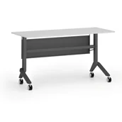 Biurka - Mobilny stół PRIMO MOVE, 1400 x 600 mm, podstawa czarna, biały - miniaturka - grafika 1